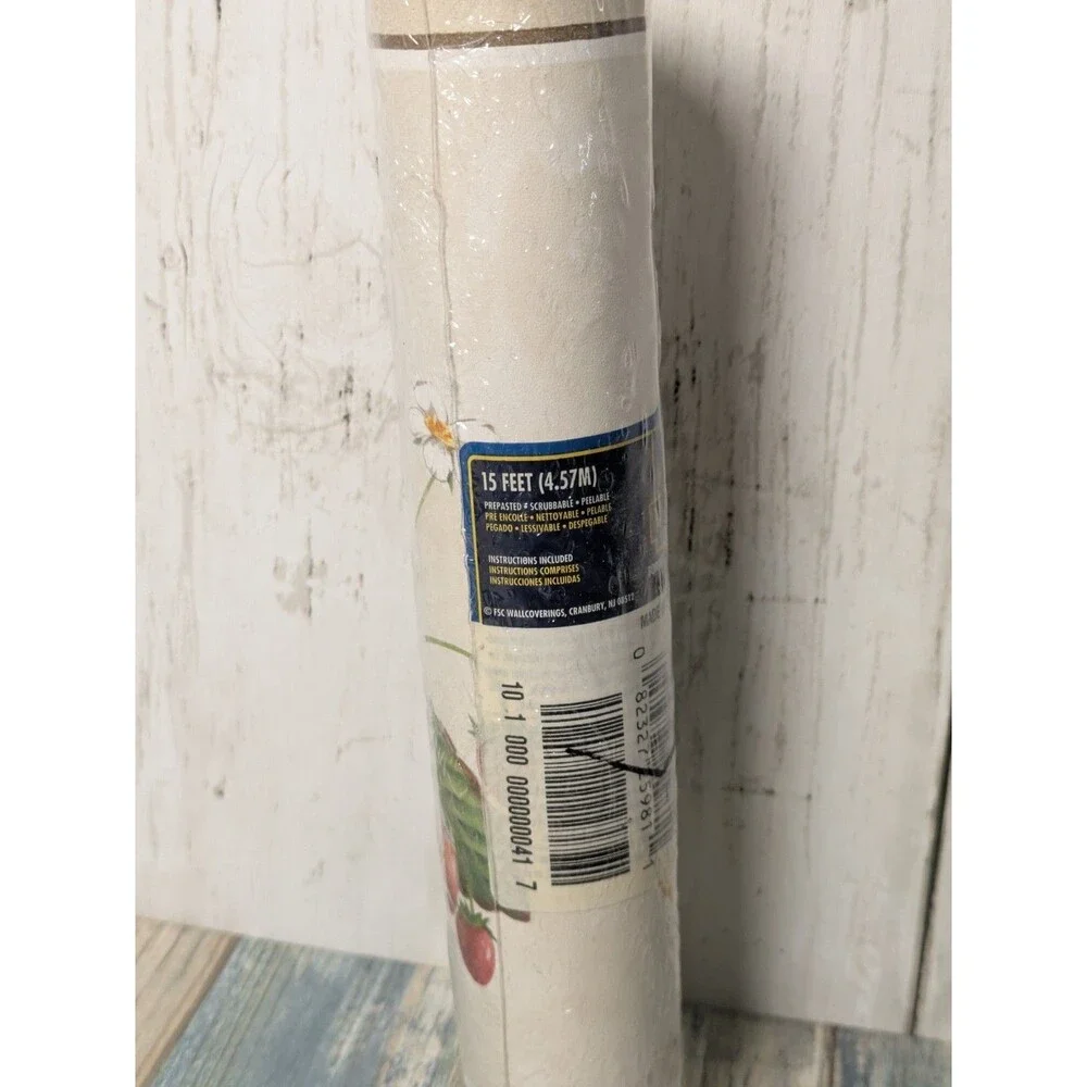 Vtg Village Brand Wallpaper Border Strawberry Floral Daisy 5801836 Run 41 NOS